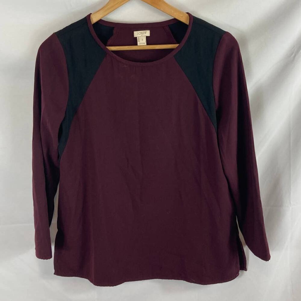 J Crew Maroon Blouse size 2